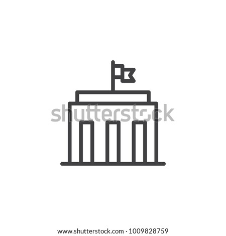 City hall building line icon, outline vector sign, linear style pictogram isolated on white. Capitol symbol, logo illustration. Editable stroke Royalty-Free Stock Photo #1009828759
