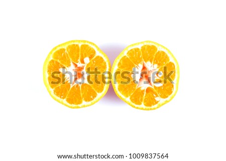 Isolated orange mandarin that is synonymous with the Chinese New Year celebration in the white background