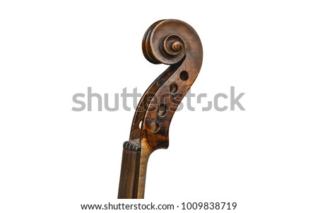 isolated Antique scroll violin beautiful white background