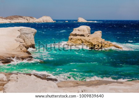 Beach in Greece, Sarakiniko on Milos island 