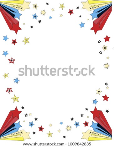 background of drawn colored stars, vector illustration
