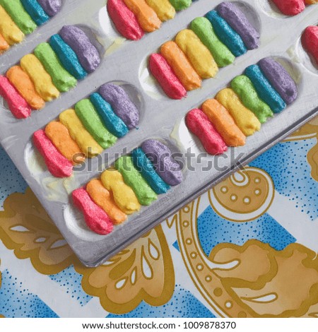 Flat Lay View Of In The Making Of Rainbow Cookies
