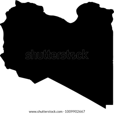 Vector map of Libya. Black mask. Isolated, white background. 