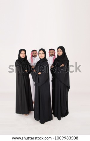 Arab people standing on white background
