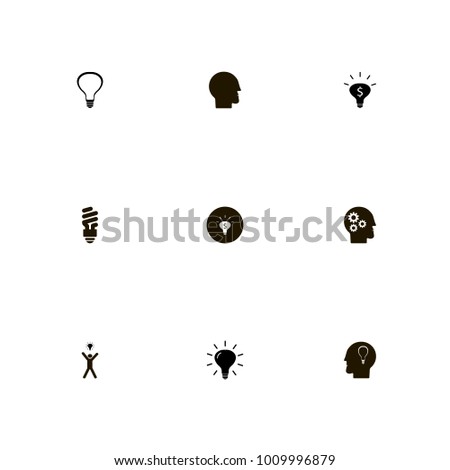 icon set Idea with lamp, round, head and electricity