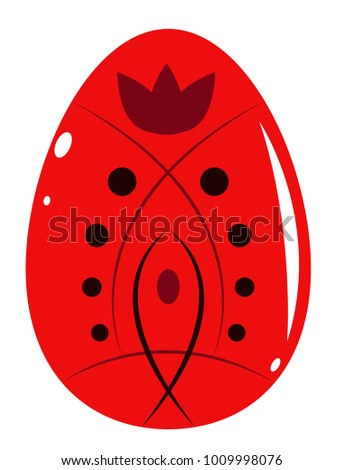 Red Easter egg with a pattern. Vector illustration