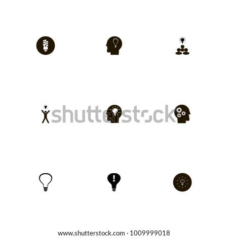 icon set Idea with bulb, bulb in line, electricity and bulb on the black