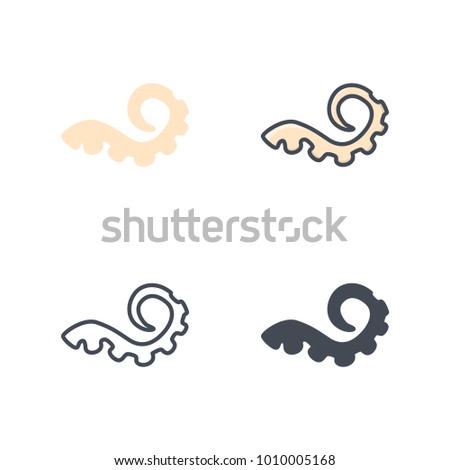 Tentacles flat line silhouette icon