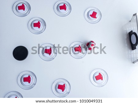 Football button with plastic lock and acrylic button as players Royalty-Free Stock Photo #1010049331