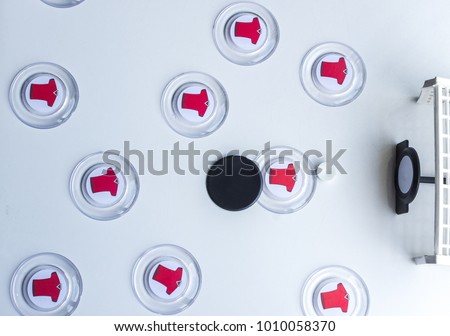 Football button with plastic lock and acrylic button as players Royalty-Free Stock Photo #1010058370