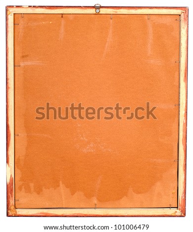 Scratched back or reverse side of framed painting or image on wooden stretcher.Isolated on white background