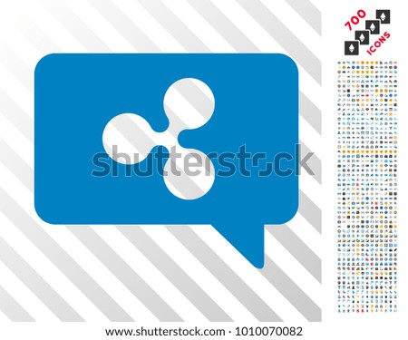 Ripple Message Cloud icon with 7 hundred bonus bitcoin mining and blockchain clip art. Vector illustration style is flat iconic symbols designed for crypto currency apps.