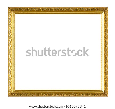 Old Antique gold frame Isolated Decorative Carved Wood Stand Antique gold Frame Isolated On White Background