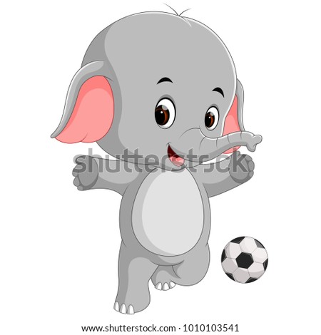 funny elephant cartoon with ball