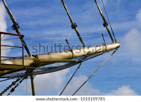 Front bow sprit of sailing ship