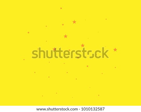 Golden starry in yellow background. Tiny gold stars. Confetti celebration, Falling golden abstract decoration for party, birthday celebrate, anniversary or event, festive. Festival decor.