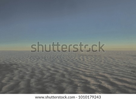 Horizontal background and cloudscape , angle view, looking from the seat throw the window plane in the early morning
