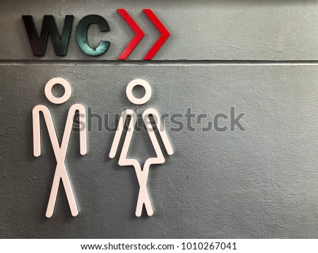 Toilet sign with gray background.