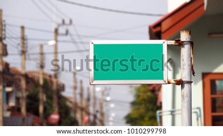 Blank green road sign or Empty traffic signs