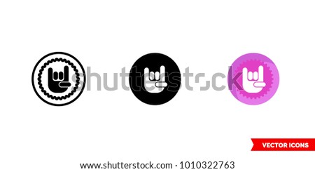 Punk music genre icon of 3 types: color, black and white, outline. Isolated vector sign symbol.