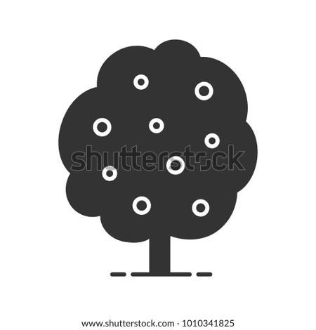 Fruit tree glyph icon. Silhouette symbol. Negative space. Raster isolated illustration