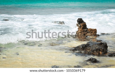 Sea panorama with volcanic rocks in Cape Verde