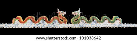 Thai style dragon statue isolated on white background.