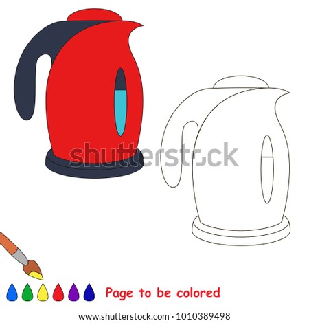 Electric Kettle to be colored, the coloring book for preschool kids with easy educational gaming level.