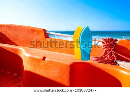 Desk of free space for your decoration of product or text. Summer background of sea and beach. Blue sky. 