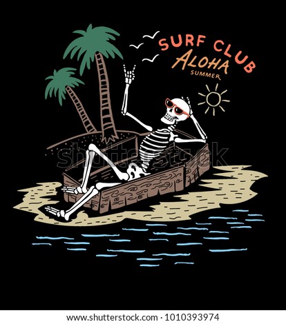 skeleton surfer ,Summer T shirt Graphic Design