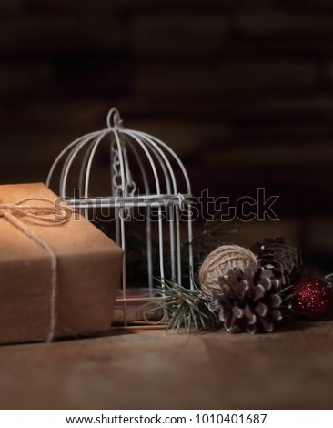 gift box on Christmas background .photo with copy space