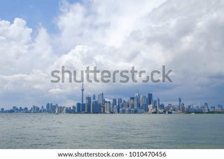 a modern city view from Toronto island