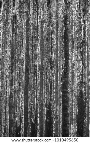 Closeup Rusted Galvanized iron plate, black and white texture for background