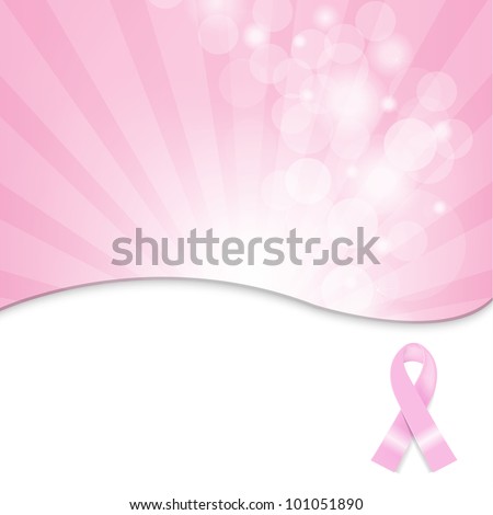 Pink Breast Cancer Ribbon Background, Vector Illustration