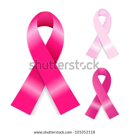 Breast ?ancer Ribbons Set, Isolated On White Background, Vector Illustration