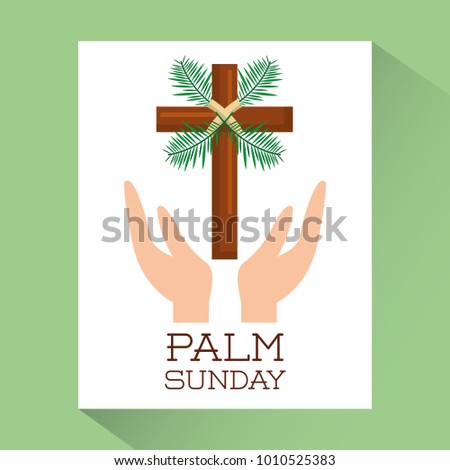 palm sunday hands with cross religious poster