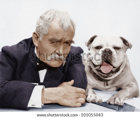 Portrait of man and dog Royalty-Free Stock Photo #101055043