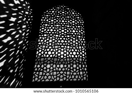 Interior views of the Humayun's Tomb, Delhi on the Indian subcontinent. The Tomb is an excellent example of Persian architecture. Located in the Nizamuddin East area of Delhi, India. Royalty-Free Stock Photo #1010565106