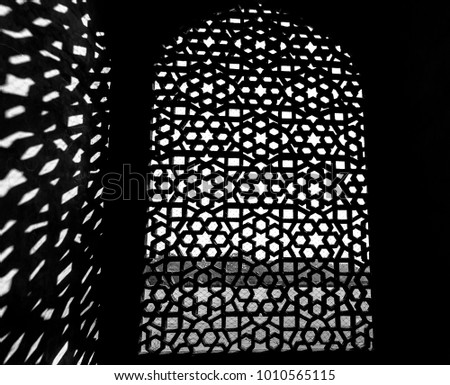 Interior views of the Humayun's Tomb, Delhi on the Indian subcontinent. The Tomb is an excellent example of Persian architecture. Located in the Nizamuddin East area of Delhi, India. Royalty-Free Stock Photo #1010565115