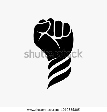Hand fist logo design inspiration - Rebel logo design inspiration isolated on white background Royalty-Free Stock Photo #1010565805