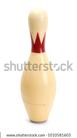 SIngle Used Bowling Pin Isolated on a White Background.
