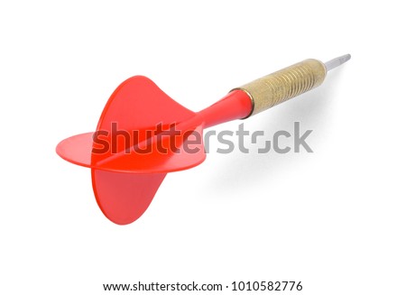 Red Dart Stuck on a White Background. Royalty-Free Stock Photo #1010582776