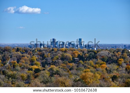 Overlooking the Denver city skyline during fall.