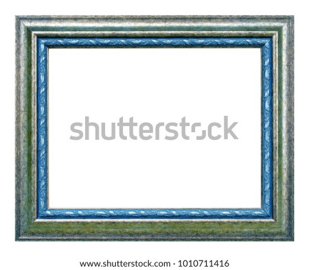 Antique silver and blue frame isolated on the white background, vintage style
