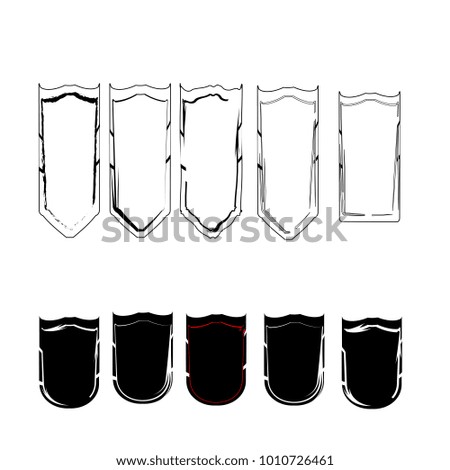 collection of blank silhouette black outline template sticker label sale banner tag isolated on white background