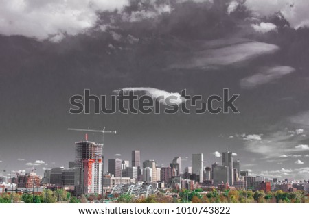 Buildings and  the skyline of Denver Colorado 