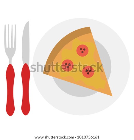 dish and cutlery with pizza