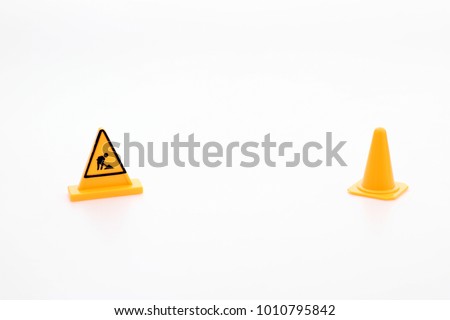 Under construction sign icon.Plastic toys . Engineering  construction .