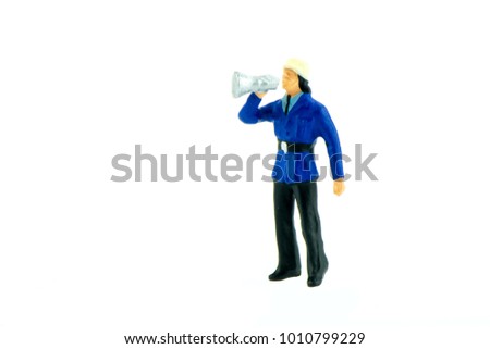 Miniature people office, worker, engineer worker,Fireman, concept in variety action on white background nd