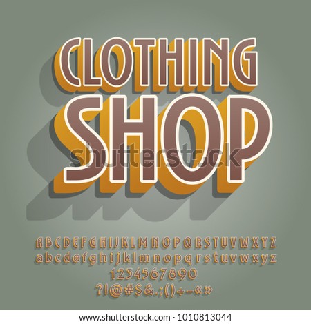 Creative vector alphabet set. Font with text Clothing Shop.